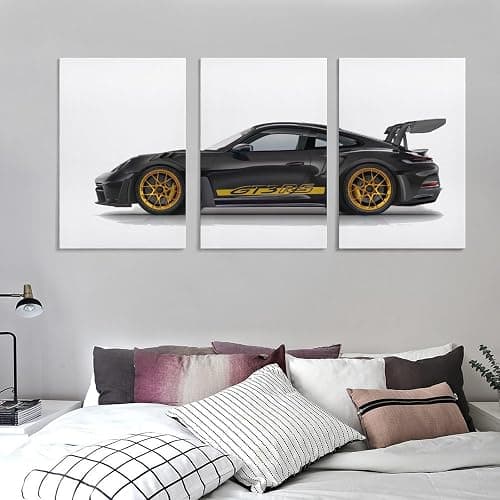 3PCS Car Posters 911 GT3 RS Framed Posters for Men Cave Boys Room Canvas Racing Wall Art Perfect for Home Decor Office Dorm Decoration Birthday Party Gifts (Style-G, 12L"x8W") thumbnail 4