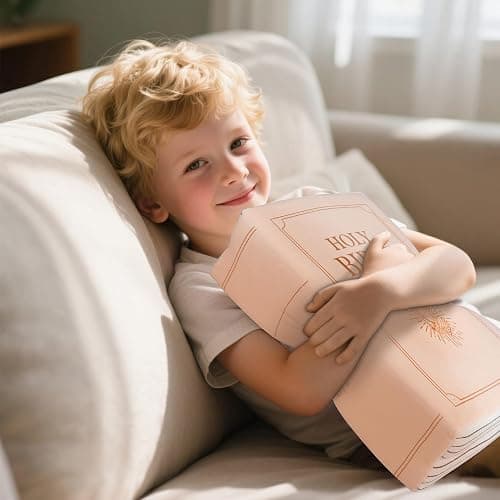 BXIZXD Bible Pillow Book Plush That Opens, Cozy Faith Bible Plushies, for Kids Adults Christian Gifts, Decoration for Bedrooms, Living Rooms (Pink) thumbnail 6