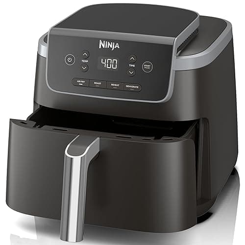 Ninja Air Fryer with Air Crisp | 5 QT Capacity fits up to 4lbs of Fries | 4-in-1 Pro Air Fry, Roast, Reheat, Dehydrate | 400°F Max Temp | 1750 Watts | W/Nonstick Basket & Crisper Plate | Grey | AF141 - Image 1