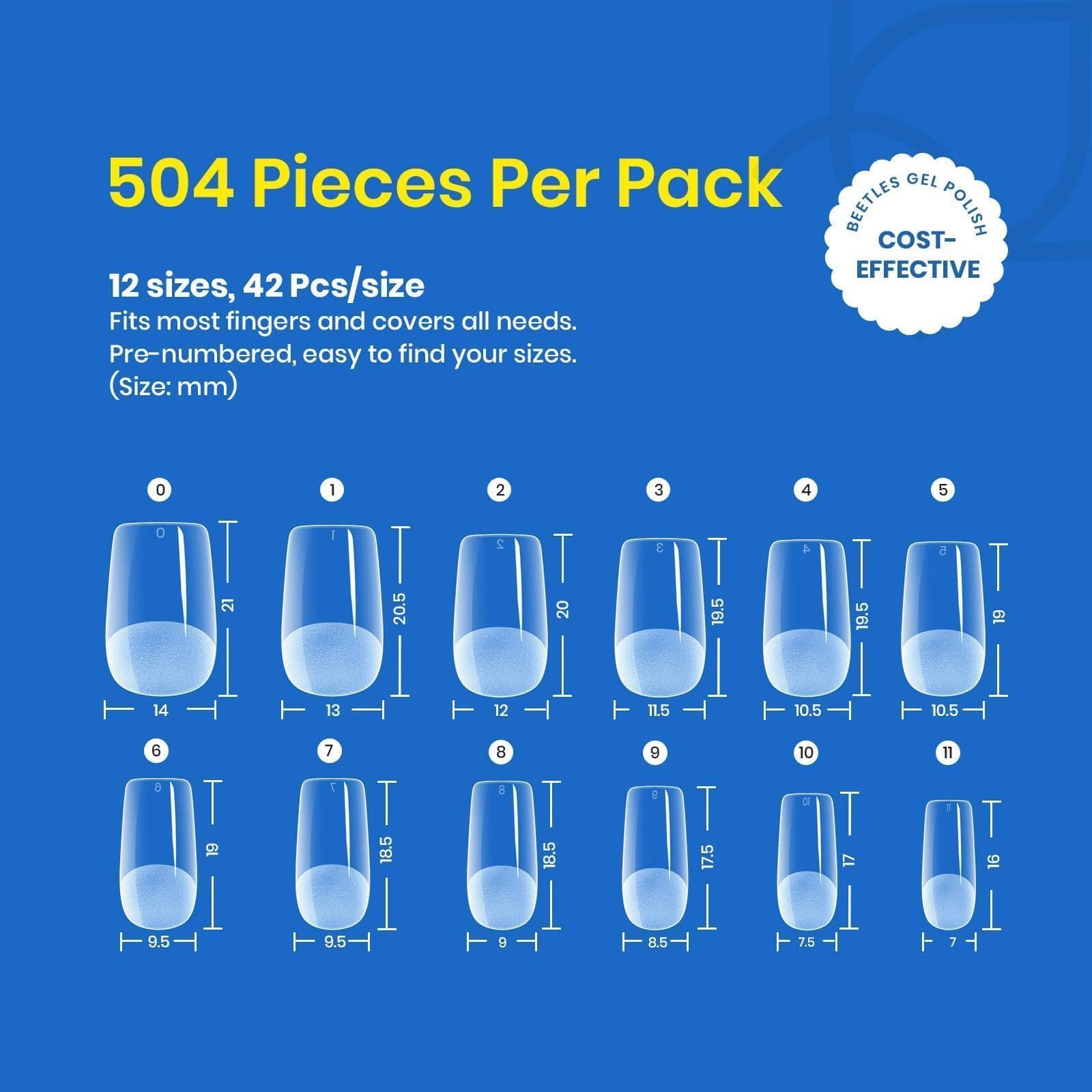 beetles Gel Polish X Nail Tips Etch Soft Gel 504Pcs Pre Filed Half Matte Short Square Full Cover False Fake Clear Acrylic Press on Nails for DIY Extension and Salon Use Medium thumbnail 3