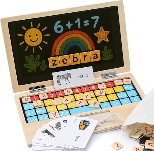 Montessori Toys 11.8" Laptop Preschool Learning Activities 3 Year Old Boy Gift, Pretend Play Toddlers Birthday Gift ,Learning and Educational Toys for 3 4 5 6 7 8 Year Old Kids thumbnail 4