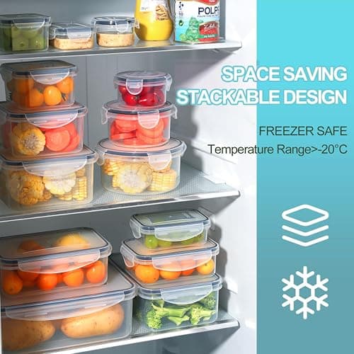 Pure Future 50-Piece Food Storage Containers Set (25-Pack) - Includes 2x JUMBO 2.5L (84oz) & 2x 1.5L Large Bins, Airtight Plastic Meal Prep Lunch Boxes with Lids, Microwave/Freezer Safe, BPA Free thumbnail 4