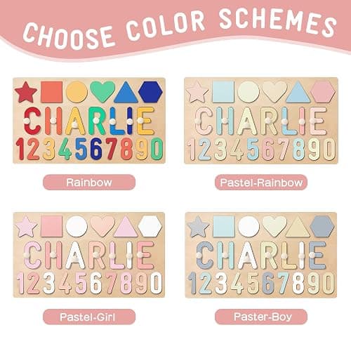 Personalized Name Puzzle for Kids, Custom Wooden Name Puzzles for Toddlers 1-3, 1st Birthday Gifts Girl Boy, Alphabet Number Puzzle with Engraved Text on Back, Baby Learning Toys thumbnail 7