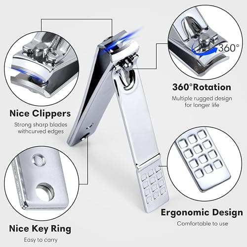 Nail Clippers Set Fingernail and Toenail Clipper Cutters Men's Accessories,Manicure Pedicure Kit Professional Grooming Kits,Nail Care Tools with Travel Case Gifts for Men Women thumbnail 3