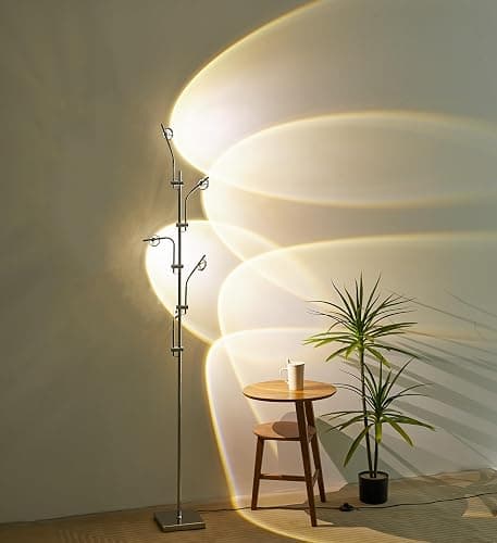 Sunset Floor lamp Unique 5 Head Projector lamp for Bedroom Background Decorative Adjustable Modern LED sunset light Mood lighting Living Room Galvanized Chrome Color Filter Mood Ambient Floor lamp thumbnail 3