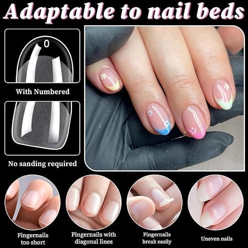 300pc Extra Short Oval Nail Tips Clear Fake Nails Tip Soft Gel Nail Tips | Clear Press on Nails Short Round Almond Acrylic Nails Tip Full Cover False Nail XS Artificial Fingernail for Nail Extensions thumbnail 3