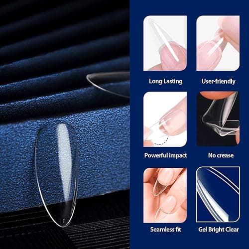 UNA GELLA Almond Fake Gel Nail Tips, 216pcs Medium Almond Pre Shaped Nails Tips for Long-Lasting Acrylic Nails, Perfect for DIY At Home French Style Nail Salon 12 Sizes thumbnail 8
