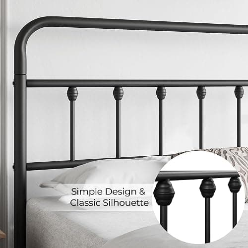 Yaheetech Classic Metal Platform Bed Frame Mattress Foundation with Victorian Style Iron-Art Headboard/Footboard/Under Bed Storage/No Box Spring Needed/Queen Size Black thumbnail 5