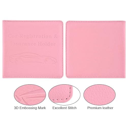 Cacturism Car Registration and Insurance Holder, Vehicle Glove Box Car Organizer，Women Interior Car Accessories Case for Cards, Essential Document, Driver License, Pink thumbnail 4