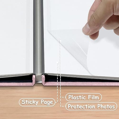 Large Photo Album Self Adhesive Scrapbook Album for 4×6 5×7 8×10 Pictures DIY Magnetic Linen Cover Album 40 Pages for Family Wedding Gifts with Metal Pen and Plastic Board thumbnail 4