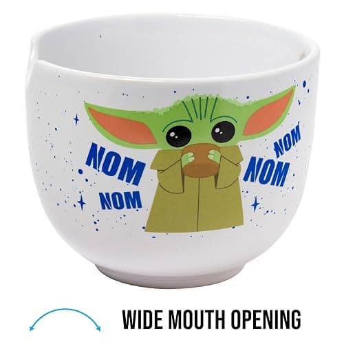 Silver Buffalo Star Wars Mandalorian Baby Yoda Grogu Nom Nom Ceramic Ramen Noodle Rice Bowl with Chopsticks, Microwave Safe, 20 Ounces thumbnail 4