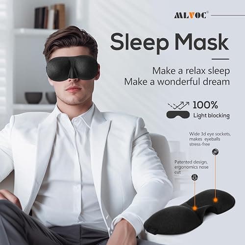 MLVOC Neck Pillow for Traveling, Upgraded 100% Pure Memory Foam Travel Neck Pillow for Airplane Flight Sleep, Breathable & Machine Washable Cover, Travel Kit with 3D Eye Mask, Earplugs & Bag, Black thumbnail 8