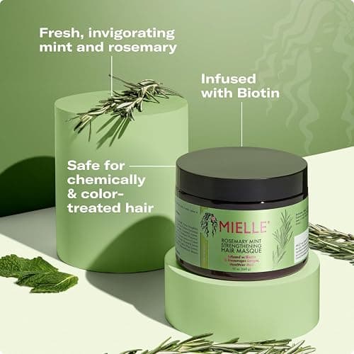 Mielle Organics Rosemary Mint Strengthening Hair Mask for Damaged Hair - Deep Conditioning Treatment Enriched with Biotin, Honey & Coconut Oil - Helps Encourage Longer, Healthier Strands (12 Oz) thumbnail 5