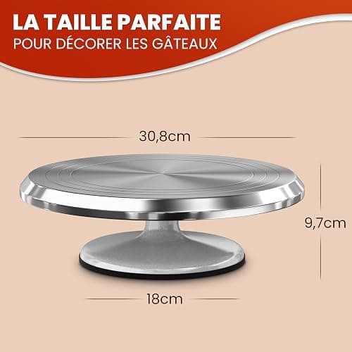 BakeBuddy Plateau Tournant Pâtisserie 30 cm Aluminium Antidérapant | Précis & Stable, Plateau Tournant Gâteau de Qualité, Ustensiles Professionnels pour Pâtisserie et Décoration de Gâteaux thumbnail 2