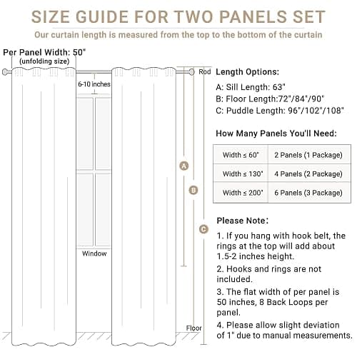 100% Blackout Shield Blackout Curtains for Bedroom 84 Inches Long, Back Tab/Rod Pocket Living Room Drapes, Thermal Insulated Blackout Curtains 2 Panels Set, 50" W x 84" L, Cream thumbnail 2