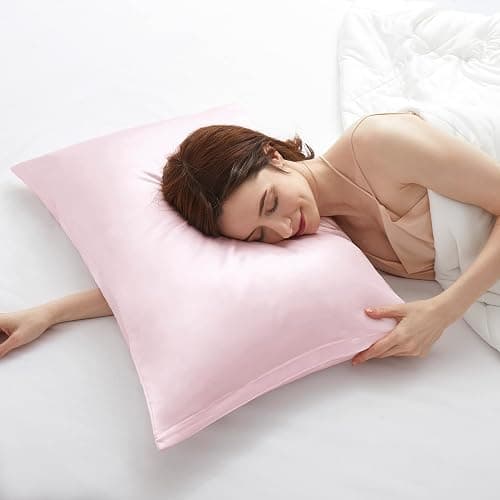 HommxJF Blush Pink Satin Pillowcases with Zipper （20x26）,Standard Size Satin Pillowcases Set of 2, Blush Pink Silk Pillowcase for Hair and Skin thumbnail 6
