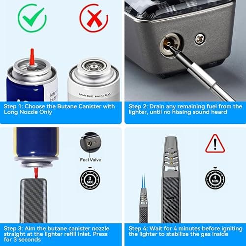 ZQMW Torch Lighter, Butane Lighter, Windproof Adjustable Big Jet Flame Butane Torch, Refillable Gas Long Torch Lighter with Safety Lock for Candle Grill Camping BBQ Kitchen Soldering, Gas Not Included thumbnail 7