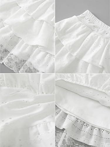 Women's Y2K Lace Mini Skirt Ruffle Layered Skirts with Shorts A Line Skort thumbnail 5