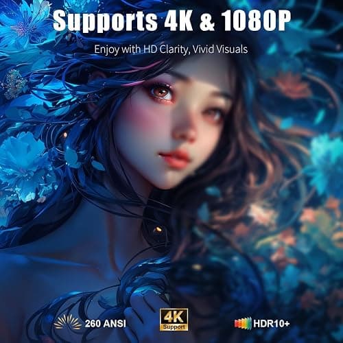 [Smart Projector with Apps] 4K Supported Mini Projector with Wifi and Bluetooth, XENPONAD Movie Projector for Bedroom Celling Camping & Outdoor Use, Portable Projector with Speaker, Auto Keystone thumbnail 5