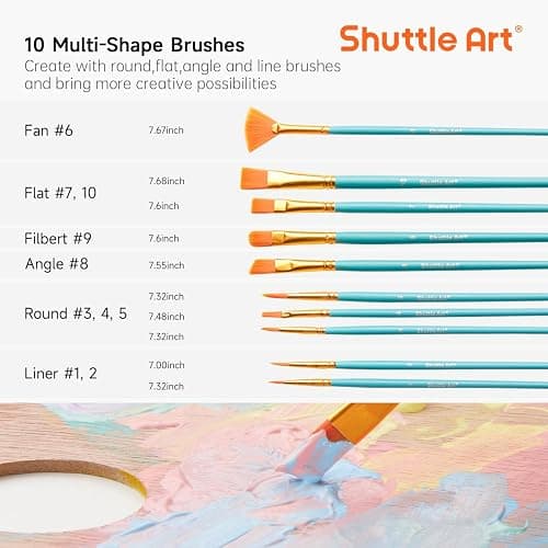 Shuttle Art 40 Pack Pastel Acrylic Paint Set, 30 Colors, 60ml/2oz Bottles, High Viscosity, Water-proof With 10 Paint Brushes for Painting &Crafting on Canvas, Rock, Ceramic, Fabric, Clay thumbnail 6