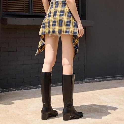 wetkiss Women’s Knee High Boots Chunky Block Heel Tall Boots Knee High Square Toe Long Boot Mid Low Heel Boot with Zipper thumbnail 3