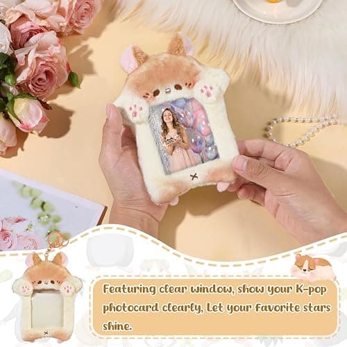 NEWEST Hamster Plush Kpop Photocard Holder with Keychain, Cute Hamster ID Badge Holder Protector Cover, Soft Cartoon Animal Photo Case Sleeves Stationery for Idol ID Card Student Worker Bag Charm thumbnail 6