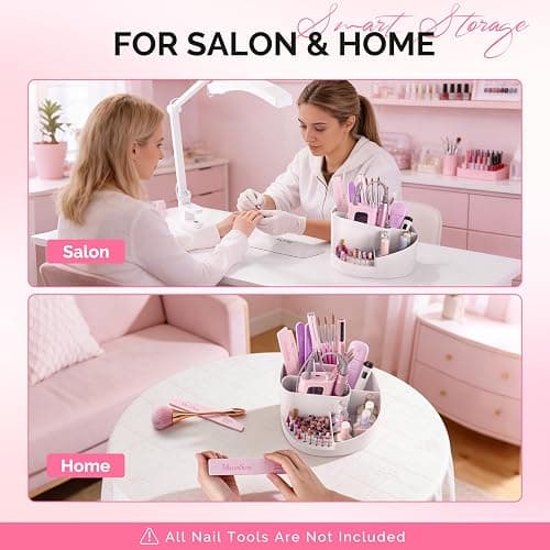 MelodySusie Nail Art Tools Storage Box, Sturdy Large Capacity and Compatible with 3/32" Nail Drill Bits, Nail Drill Holder for Nail Station,Salon & Home, Mothers Day Gifts, White thumbnail 6
