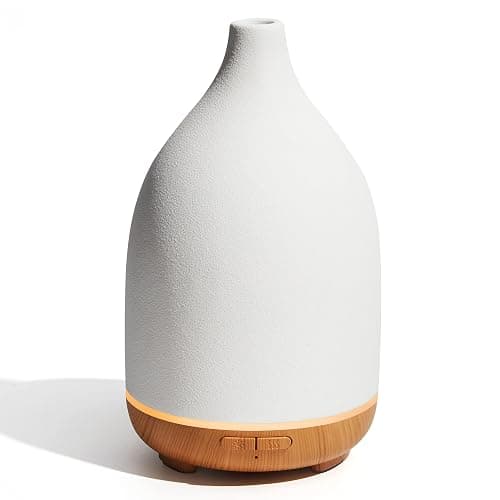 InnoGear Oil Diffuser, 150ML Ceramic Diffuser for Essential Oils Handcrafted Aromatherapy Diffuser Ultrasonic Cool Mist Humidifier with 2 Mist Modes Waterless Auto Off for Room Office, White - Image 1
