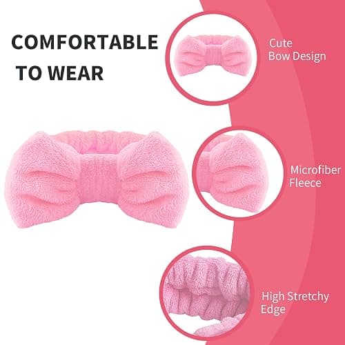WSYUB Pink Spa Headband and Wristband Set for Face Washing thumbnail 5
