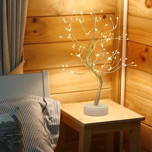 Kinamy LED Baum Lichter, LED Lichterbaum, Baum Licht Warmweiß Verstellbare Äste, 108 LED Baum Lampe Dekobaum Belichtet Baumbeleuchtung Innen Deko,USB/Batteriebetrieben thumbnail 6