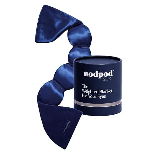 Nodpod Mineralized Silk Gentle Pressure Sleep Mask - Strap-Free, Light-Blocking Design for Sleep, Travel & Relaxation - Weighted Eye Pillow, Machine Washable (Sapphire) - Image 1