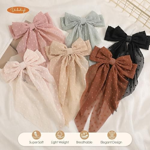 6 PCS Hair Bows for Women, Big Bow Hair Clips for Girls Thick Thin Hair, Silky Satin Hair Bow Clips Oversized, Large Cute Aesthetic Hair Accessories Holiday Gifts thumbnail 7