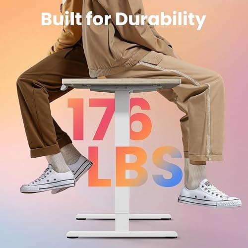 HUANUO 32" Small Electric Standing Desk Adjustable Height, 4 Memory Height Settings, Sit Stand Up Desk for Home Office & Computer Workstation, LightWalnut thumbnail 5
