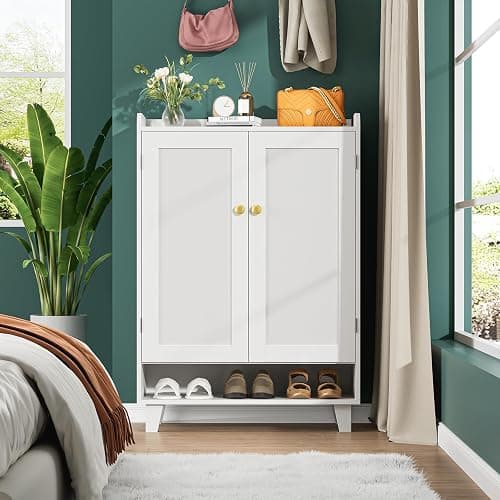 Honsiva Flat-Shelf Shoe Cabinet with Doors，6-Tier Shoes Storage Cabinet with Adjustable Shelves，Wooden Shoe Rack Shoes Storage Organizer Cabinets for Entryway, Hallway, Living Room thumbnail 6