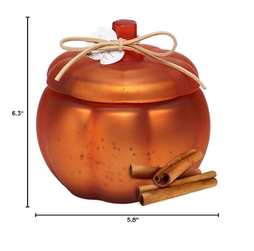 Fall Candle, Cinnamon Pumpkin Spice Candle, 12 oz Pumpkin Shaped Candles | Thanksgiving Fall Table Centerpiece, Farmhouse Pumpkins Shaped Candles for Harvest Time Home Decor, 12oz thumbnail 7