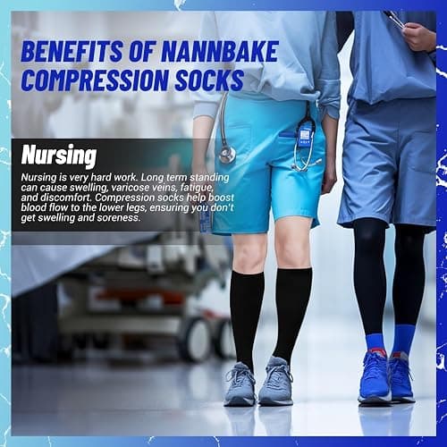 NANNBAKE 3 Pairs Compression Socks for Women & Men 15-20 mmHg,Best Support for Cycling Athletic Hiking Running thumbnail 4