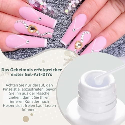 Vishine Set mit 2 klassischen weißen und schwarzen Gel-Farben für Nägel, Euphorie, dünner Pinsel für Gel-Nail-Art, Soak-off-Nail-Art-Set thumbnail 4