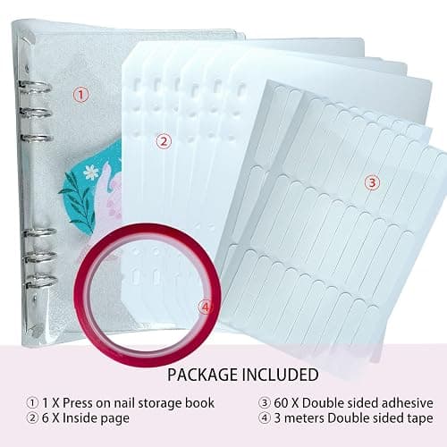 Press On Nail Organizer,10 PCS,A5 Glitter PVC Cover Binder,Press On Nail Packaging for Fake Nail Storage Nail Display Nail Salon Press On Nail Supplies Organizer with Nail Tape(A5(9.37 * 6.89 * 1inch) thumbnail 2