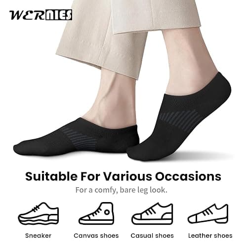 wernies No Show Socks Womens 8 Pairs, Ankle Non Slip Low Short Invisible Thin Liner Socks thumbnail 7
