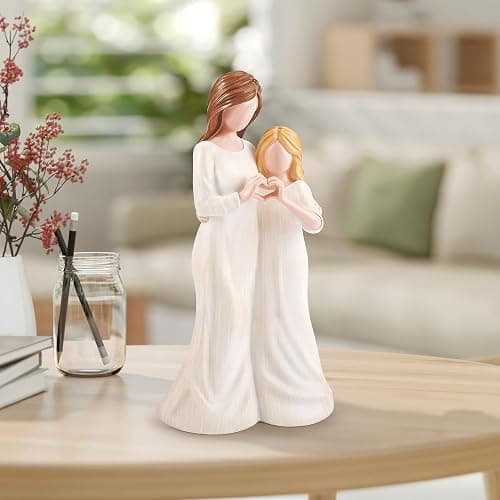 Mum Daughter Figurine Mother Daughter Figurine Mum Gifts Figures from Daughter, Close to Me Best Mum Gift for Mothers Day for Bride Present Hand-Painted Figurines Mum and Daughter (Beige) thumbnail 5