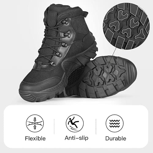 FREE SOLDIER Men's Waterproof Hiking Boots Tactical Work Boots Outdoor Lightweight Military Boots thumbnail 5