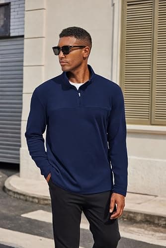 COOFANDY Mens Fleece Quarter Zip Pullover Long Sleeve Mock Turtleneck Sweatshirts Thermal Workout Golf Polo Shirt thumbnail 3