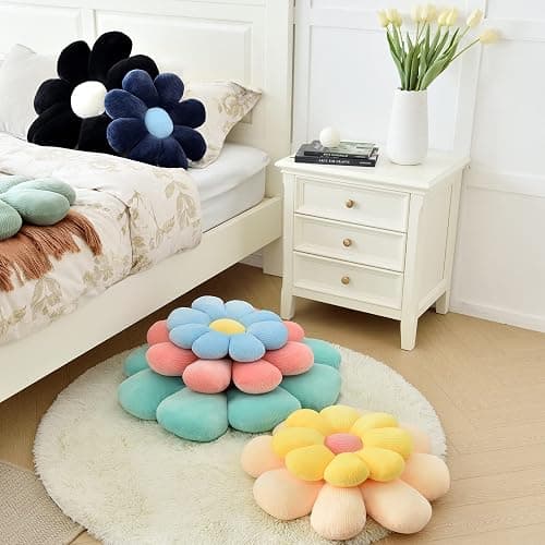 Sioloc flower pillow,flower Shaped Throw Pillow Butt Cushion flower Floor Pillow,Seating Cushion,Cute Room decor & Plush Pillow for bedroom sofa chair(Yellow,23.6'') thumbnail 8