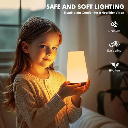Auxmir Night Light, LED Touch Bedside Table Lamp, Remote Control Dimmable Light with RGB Color Changing, USB Rechargeable, Portable Lamp for Children, Kids, Bedroom, Living Room, Camping thumbnail 6