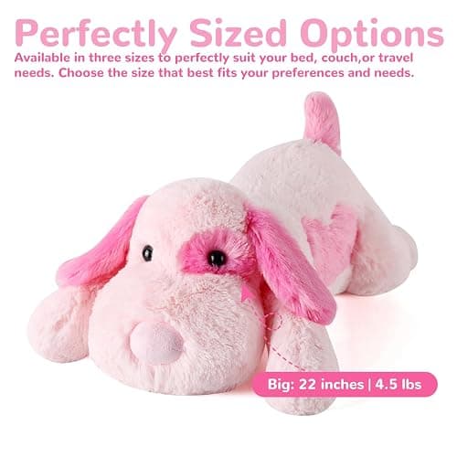 meowtastic Pink Dog Weighted Stuffed Animals - 22 Inch 4.5 Pounds Weighted Plush Dog Stuffed Animals - Big Stuffed Dog Plush Pillow - Cute Plush Toys Gifts for Kids & Adults (22" 4.5 lbs) thumbnail 3