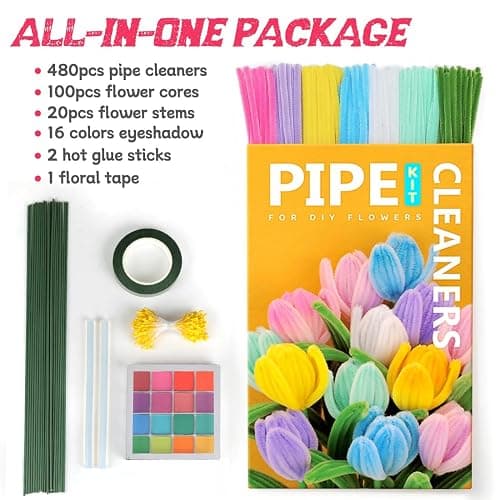 IOOLEEM Pipe Cleaners, 480pcs Multi-Colored, Flower Making Kit, Arts and Craft Supplies, Ideas for Art Project Activity. thumbnail 2