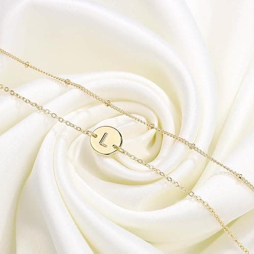 MONOZO Gold Initial Bracelets for Women Girls Jewelry Gifts - Dainty 14K Gold Plated Layered Beaded Letter Bracelet 26 Alphabet Disc Monogram Initial Bracelets Birthday Gifts for Women Girls Teens thumbnail 5