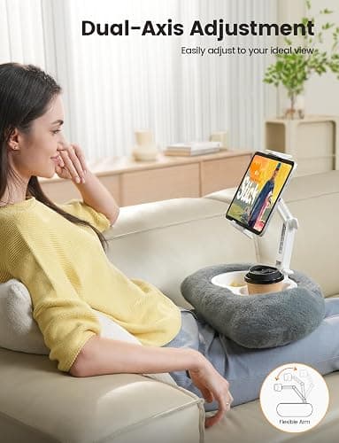 Lamicall Tablet Kindle Pillow Holder for Bed - [360° Adjustable Arm][Snack Bowl] iPad Lap Holder, Mother Day Kindle Accessories for Reading in Bed, iPad Stand for 4.7-13" Tablet, E-Reader, iPhone thumbnail 2