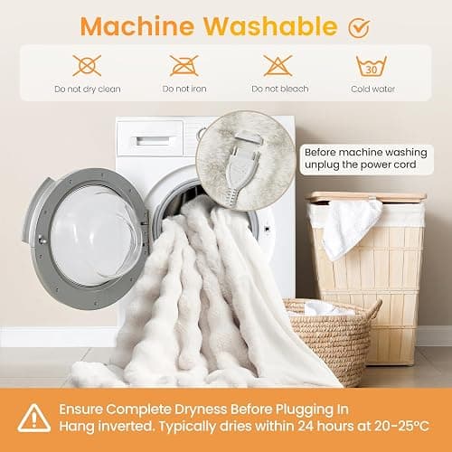 Amélie Home Heated Bubble Faux Fur Blanket Electric - 50"x60" Heating Blanket Throw 2/4/6/8 Hours Auto-Off 8 Heat Level Over-Heat Protection Electric ETL Certification Beige/Off White thumbnail 8