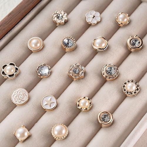 DoDoBeads 60 Pcs Junk Socks Charms Kit, Gold Brooches and Pins for Women, Pearl and Rhinestone Sock Charms with Safety Pins, DIY Accessories for Decorating and Personalizing Socks thumbnail 6